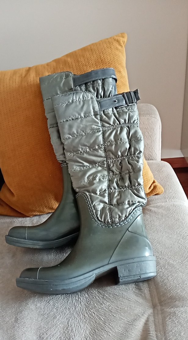 Gri Tokalı Kadın Dizüstü Botu yağmur cizmesi - Görsel 5