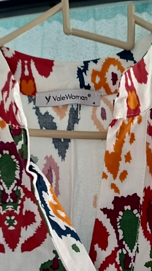 Bohem Çok Renkli Uzun V Yaka Elbise - Görsel 4