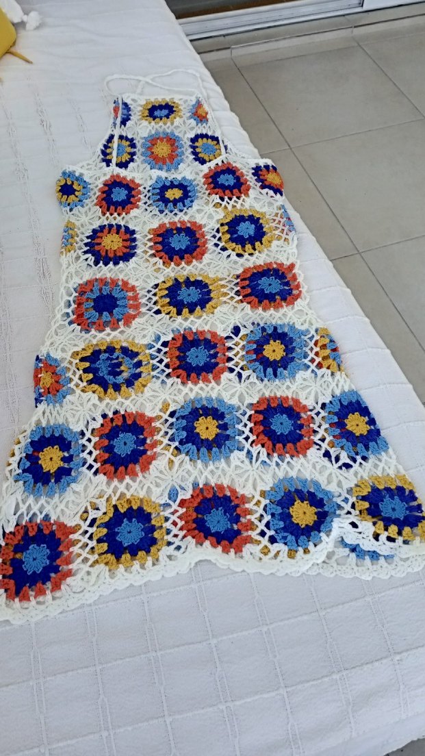 Renkli Bağlamalı Desenli Örgü elbise - Görsel 2