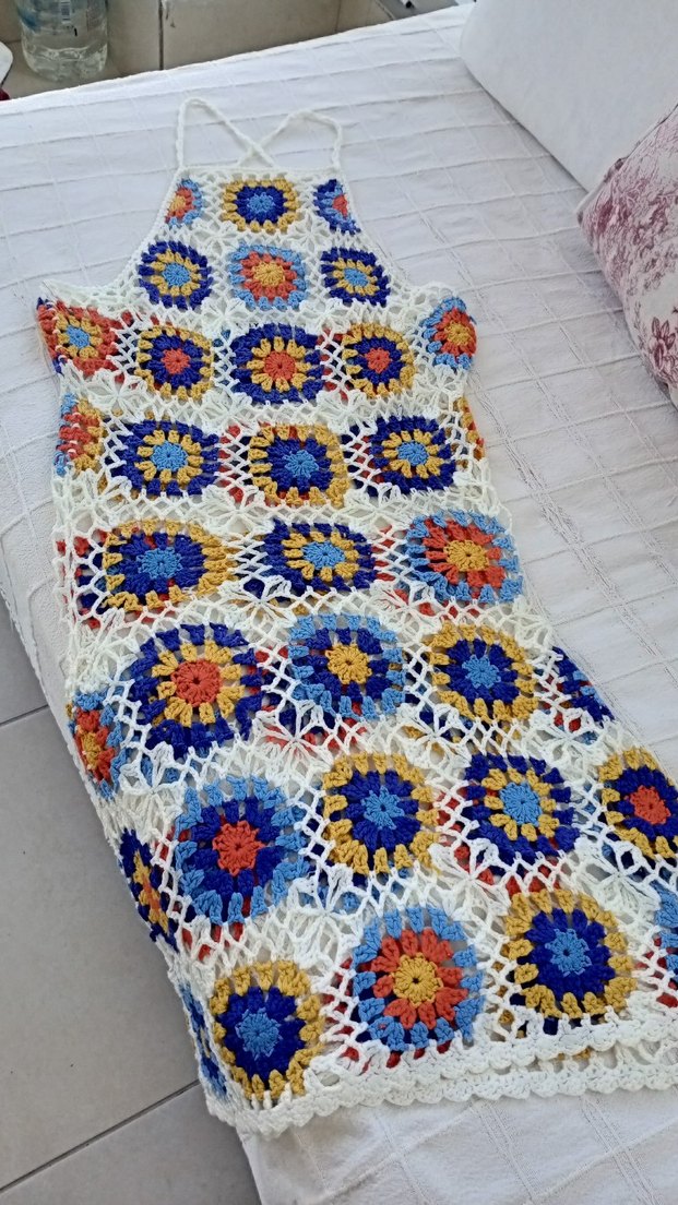 Renkli Bağlamalı Desenli Örgü elbise - Görsel 4