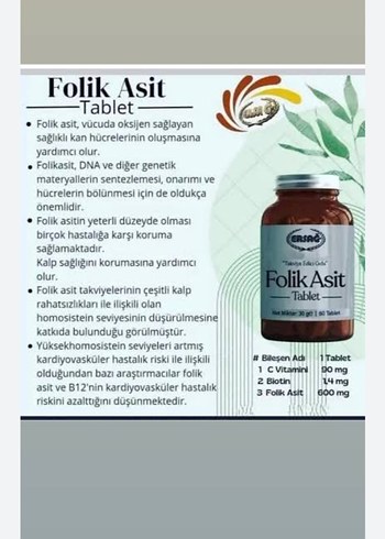 Folik Asit Tablet 600 mg 50 Tablet