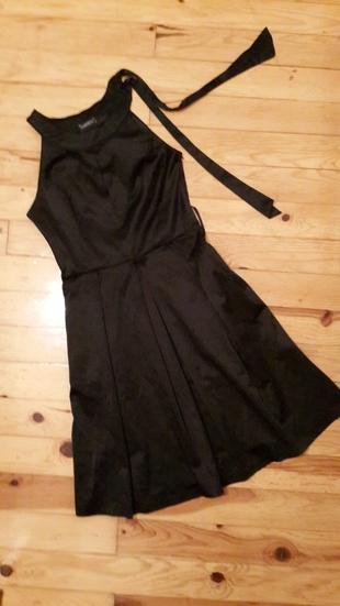 siyah sayen elbise