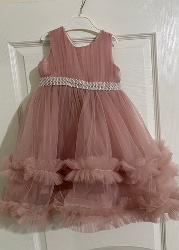 Pembe Fırfırlı Kız Çocuk Abiye Elbise - Görsel 2