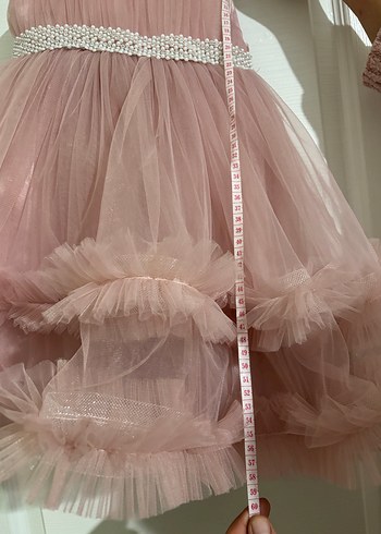 Pembe Fırfırlı Kız Çocuk Abiye Elbise - Görsel 7