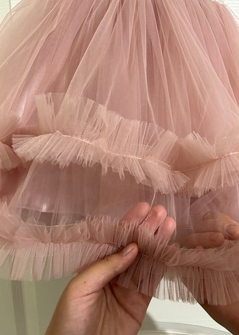 Pembe Fırfırlı Kız Çocuk Abiye Elbise - Görsel 8