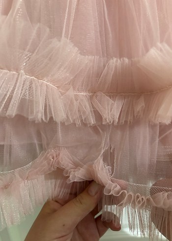 Pembe Fırfırlı Kız Çocuk Abiye Elbise - Görsel 9