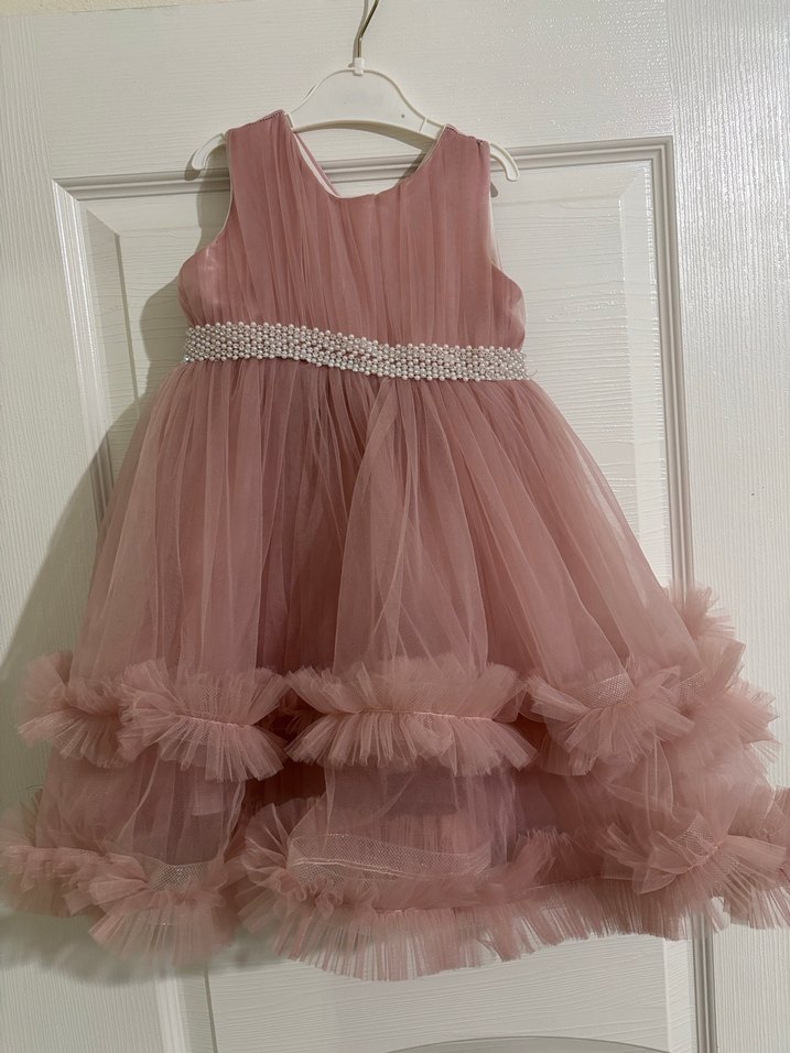 Pembe Fırfırlı Kız Çocuk Abiye Elbise - Görsel 2