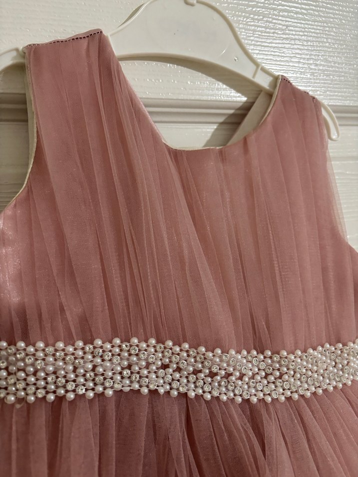 Pembe Fırfırlı Kız Çocuk Abiye Elbise - Görsel 3