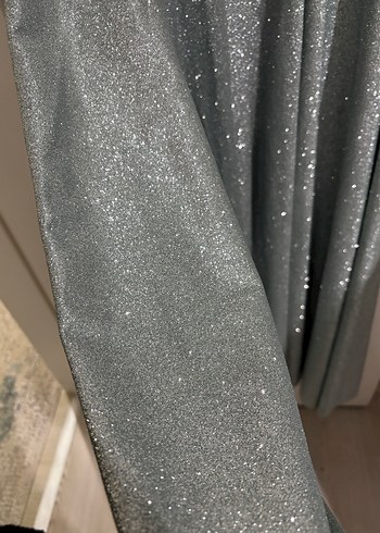 Gri Payetli Uzun Abiye Elbise - Görsel 11