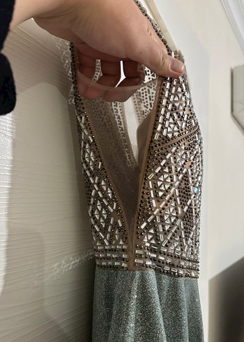 Gri Payetli Uzun Abiye Elbise - Görsel 4