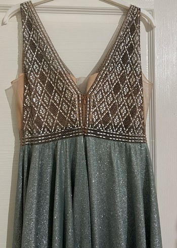 Gri Payetli Uzun Abiye Elbise - Görsel 5