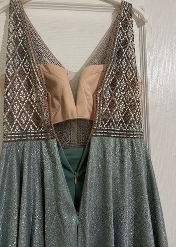 Gri Payetli Uzun Abiye Elbise - Görsel 7