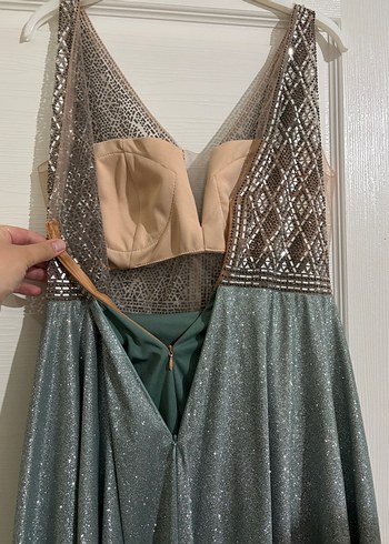 Gri Payetli Uzun Abiye Elbise - Görsel 12