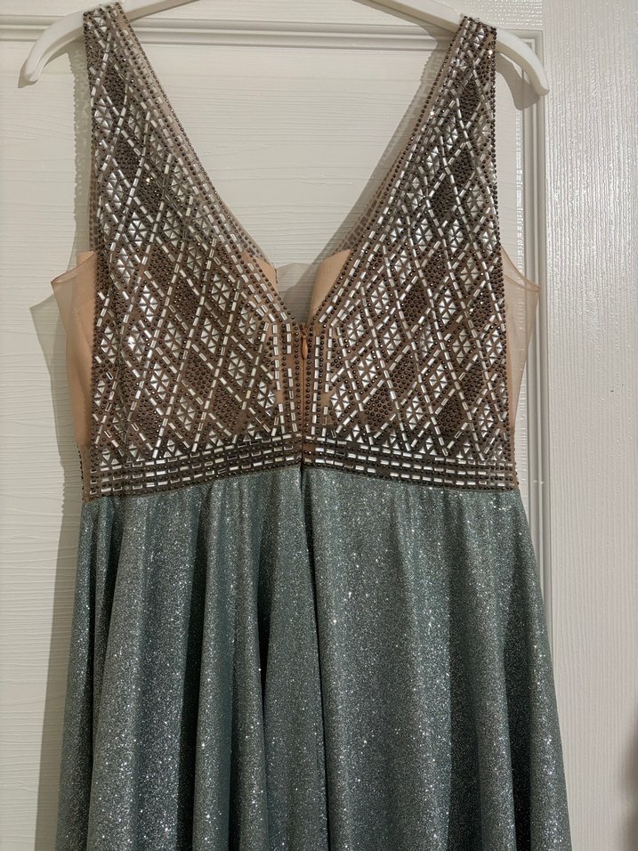 Gri Payetli Uzun Abiye Elbise - Görsel 5