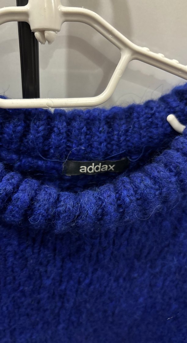 Kadın Mavi Örgü Salaş Kazak - Görsel 3