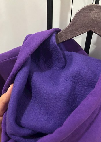 Mor Kapüşonlu Baskılı Sweatshirt - Görsel 5