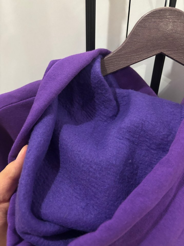 Mor Kapüşonlu Baskılı Sweatshirt - Görsel 5