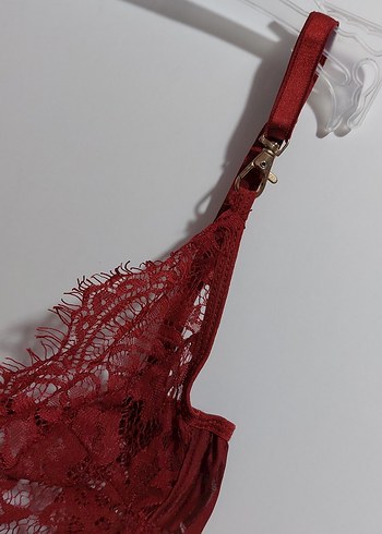 Bordo Dantel Bohem Büstiyer - Görsel 2