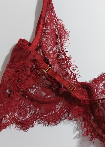 Bordo Dantel Bohem Büstiyer - Görsel 4