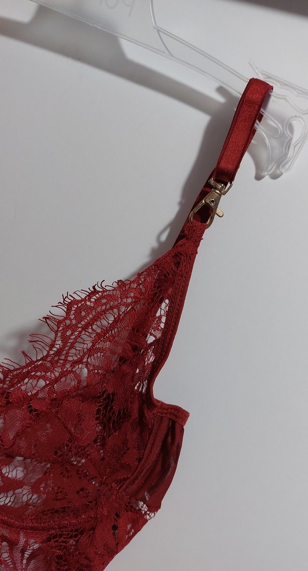 Bordo Dantel Bohem Büstiyer - Görsel 2