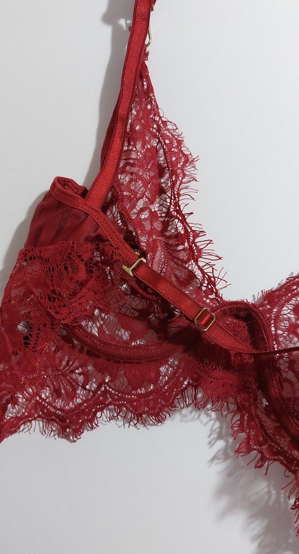 Bordo Dantel Bohem Büstiyer - Görsel 4