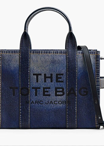 Marc Jacobs Mavi Deri Denim Fermuarlı Kadın Çanta