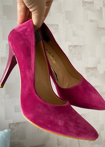 Diğer Pembe Süet Stiletto Topuklu Kadın Ayakkabı