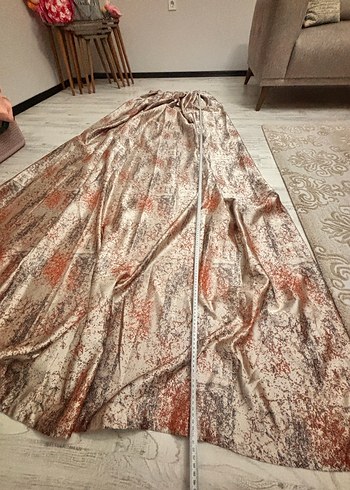 Bordo Gri Batik Desenli Saten Modern Perde - Görsel 2