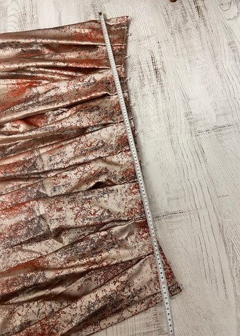 Patine Desenli Saten Fon Perde- Bej-kiremit Rengi Modern Perde - Görsel 2