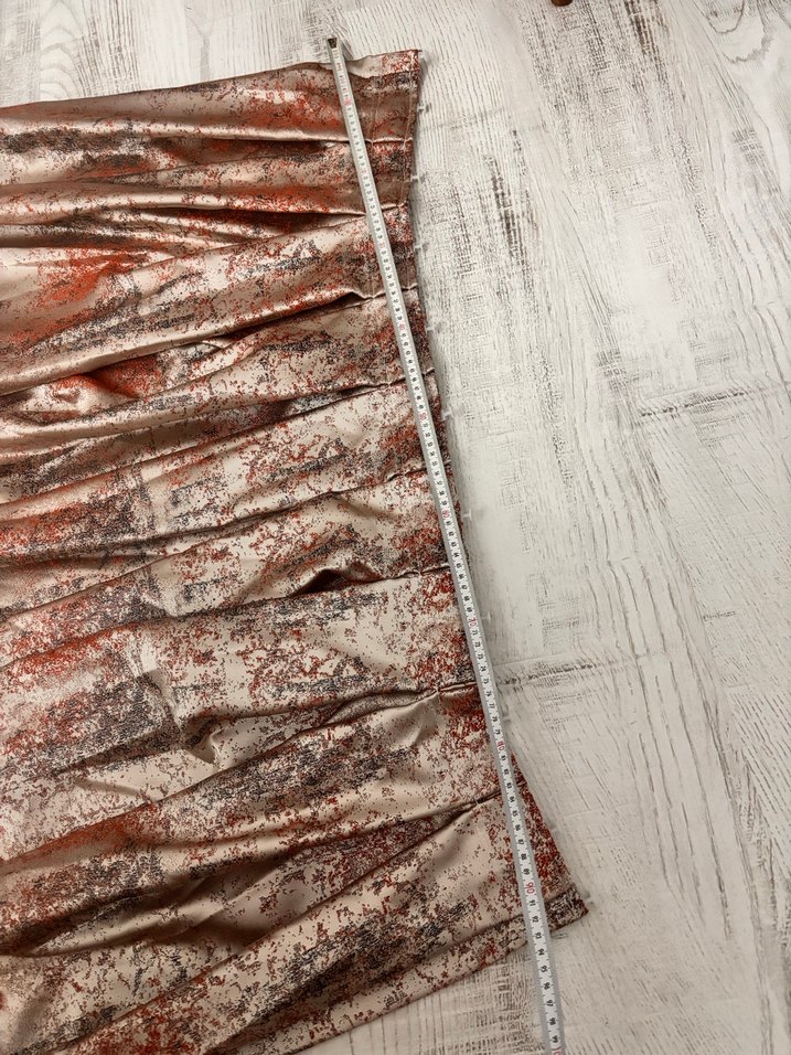 Patine Desenli Saten Fon Perde- Bej-kiremit Rengi Modern Perde - Görsel 2