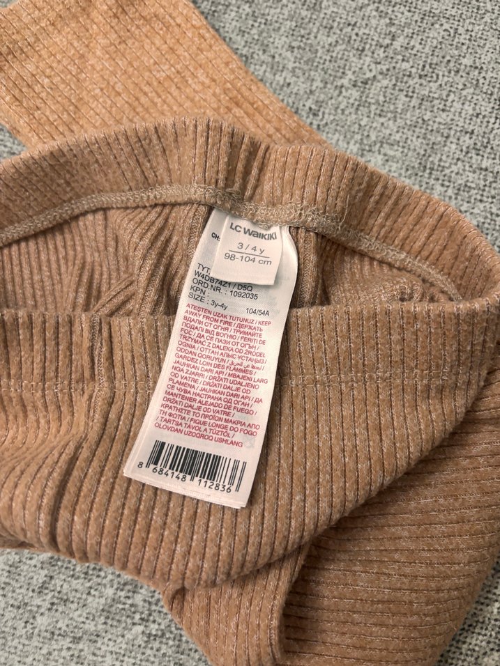 Kız Çocuk Bej Triko Tayt - Görsel 3