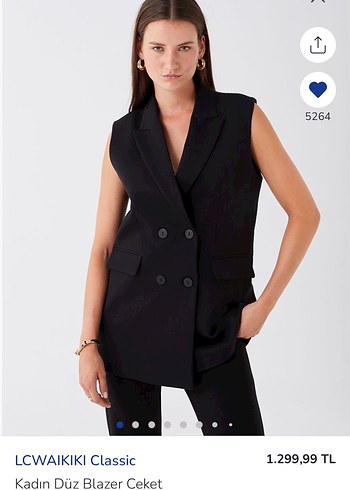 LC Waikiki Classic Siyah Düz Kadın Blazer Ceket