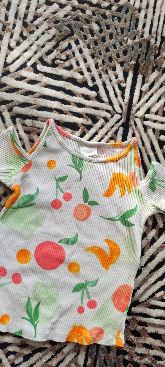 Kız Çocuk Renkli Baskılı Kısa Kollu Tişört - Görsel 3