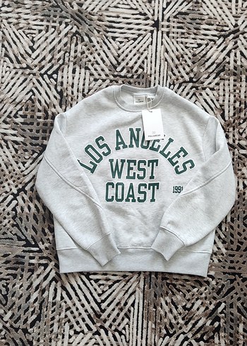 Kızlar için gri baskılı kısa kollu sweatshirt - Görsel 5