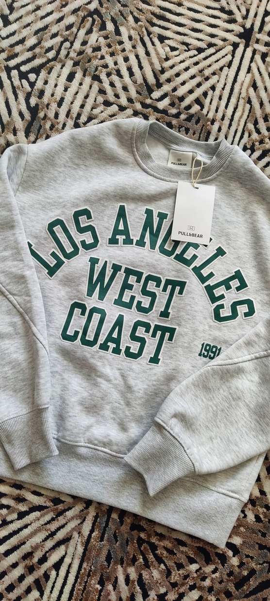 Kızlar için gri baskılı kısa kollu sweatshirt - Görsel 4