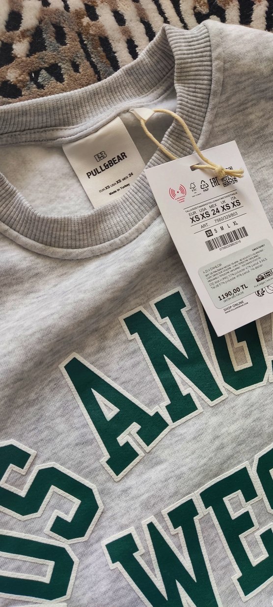 Kızlar için gri baskılı kısa kollu sweatshirt - Görsel 3