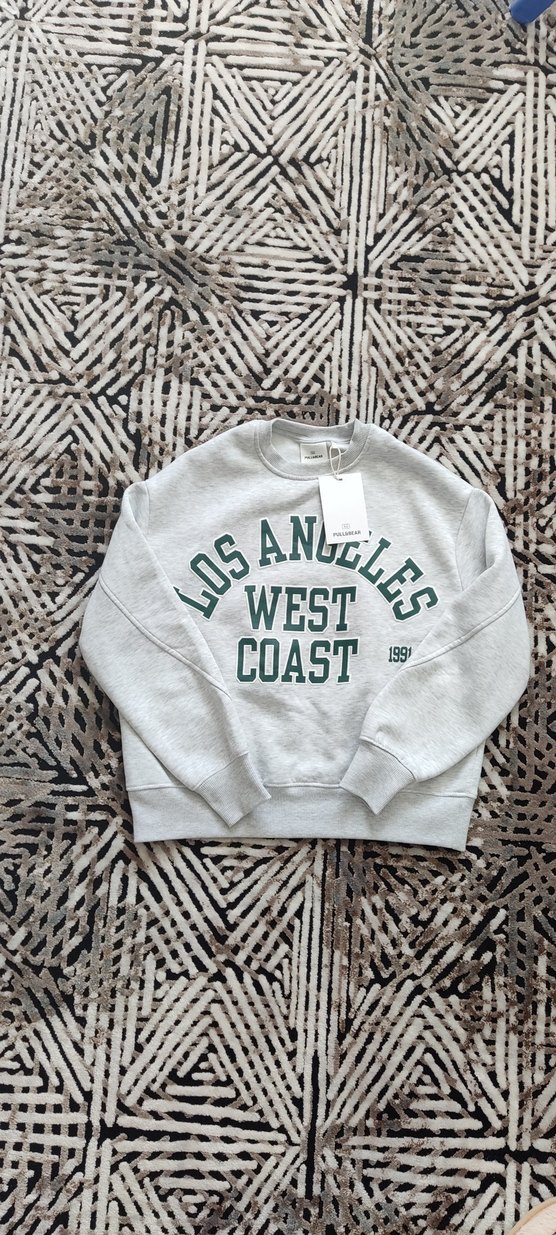 Kızlar için gri baskılı kısa kollu sweatshirt - Görsel 5