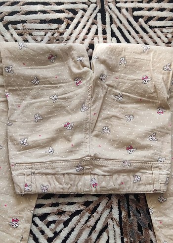 Kız Çocuk Bej Desenli Düğmeli Pantolon - Görsel 5