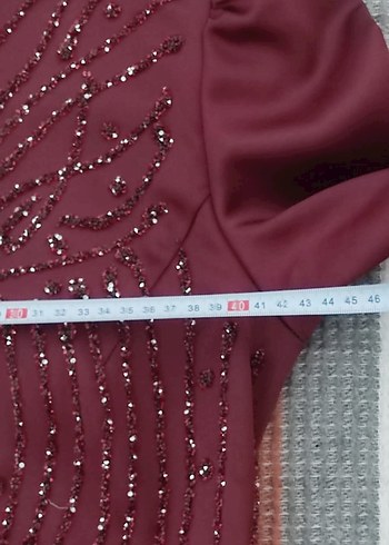 40 Beden Bordo Uzun Kollu Drapeli Bohem Nişan Elbisesi