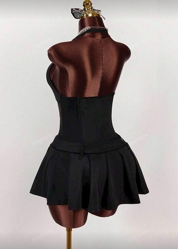 Urban Outfitters Siyah Deri Mini Gotik Halter Elbise