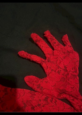 Dantel Detaylı Kırmızı Uzun Tulum - Görsel 4