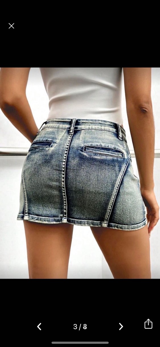 Kadın Mavi Bağlamalı Denim Mini Etek - Görsel 2