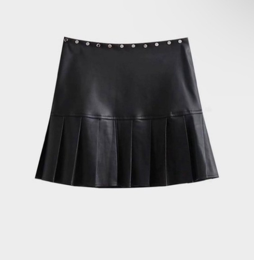 Siyah Deri Kemerli Mini Etek - Görsel 2