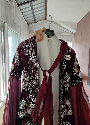 38 Beden bordo Renk Kınalık bindallı kaftan