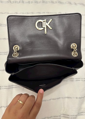 Kahverengi Deri CK Kadın Çapraz Çanta - Görsel 5