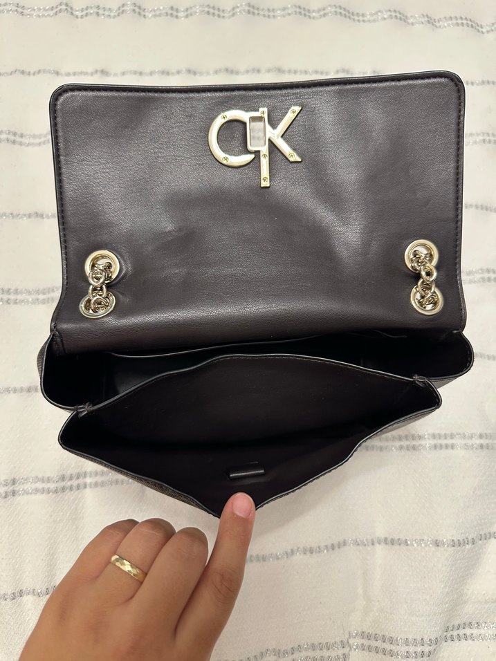 Kahverengi Deri CK Kadın Çapraz Çanta - Görsel 5