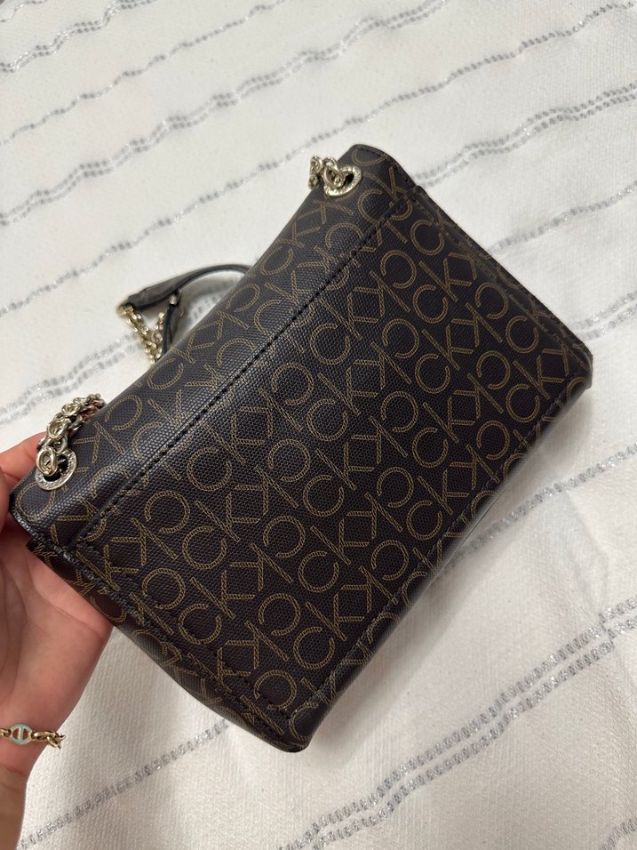 Kahverengi Deri CK Kadın Çapraz Çanta - Görsel 2