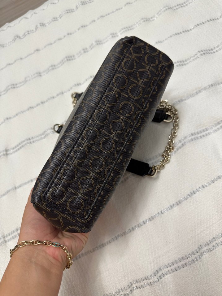 Kahverengi Deri CK Kadın Çapraz Çanta - Görsel 3