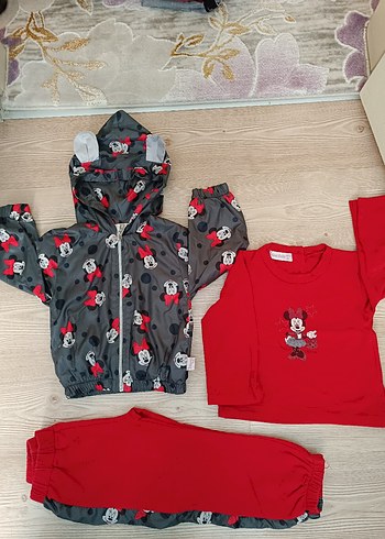 Kız Bebek Minnie Mouse Baskılı 3'lü Takım