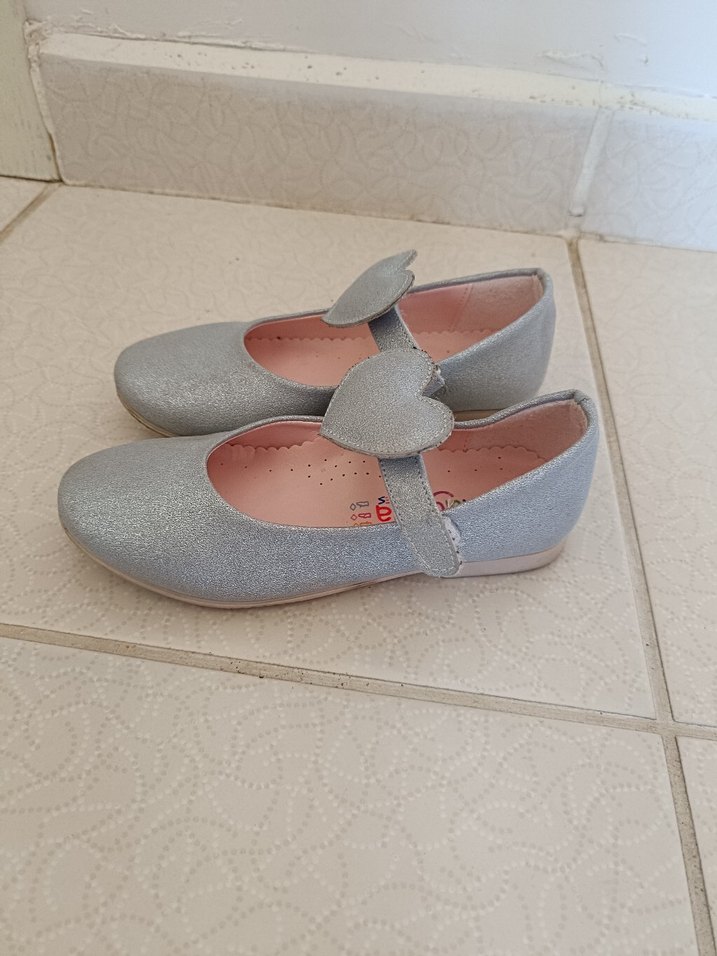Tokalı Gri Kız Çocuk Babet Ayakkabı - Görsel 2